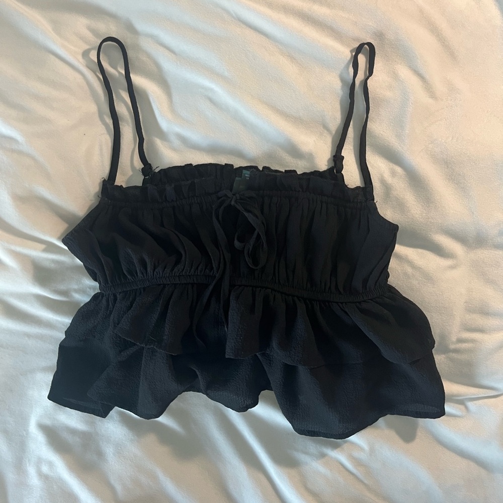 Black Ruffled Women's Top